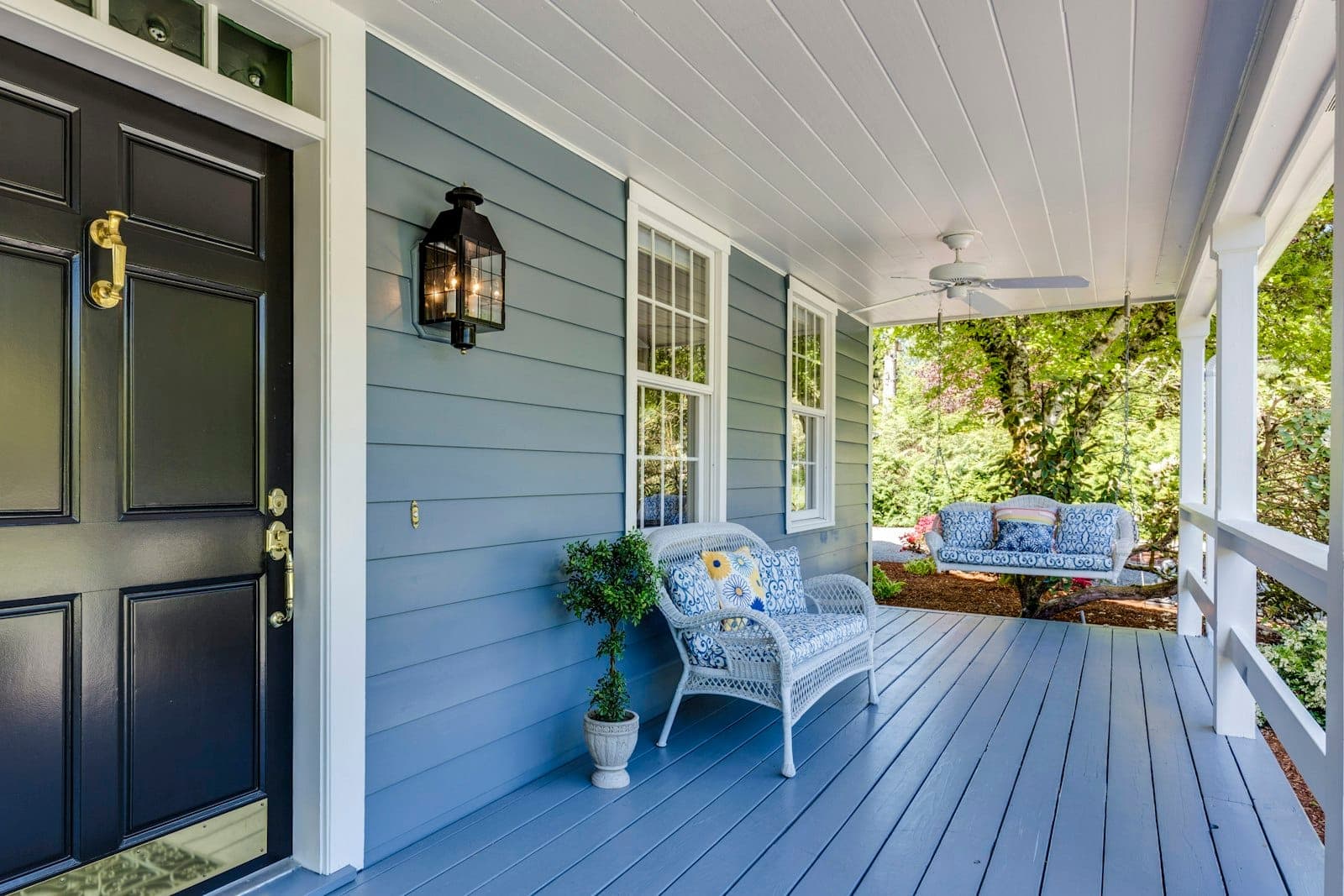 Minimal slatted wood main door